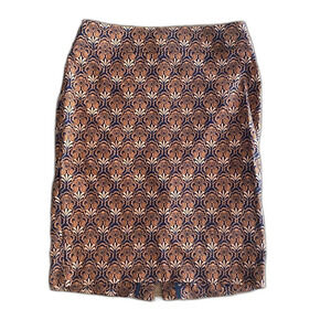 Loft Brown Patterned Pencil Skirt Women's 6